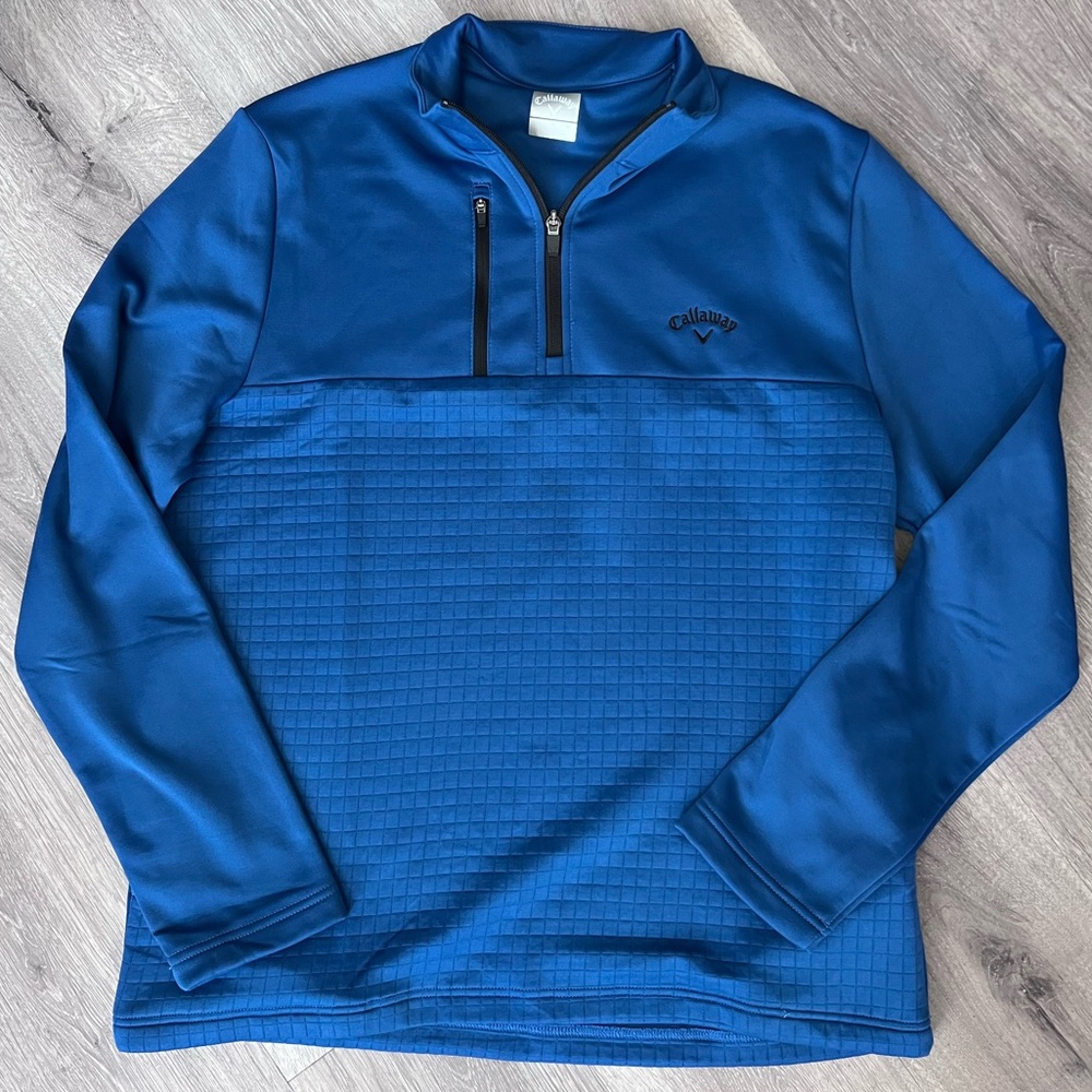 Callaway Royal Blue Textured Quarter-Zip Pullover